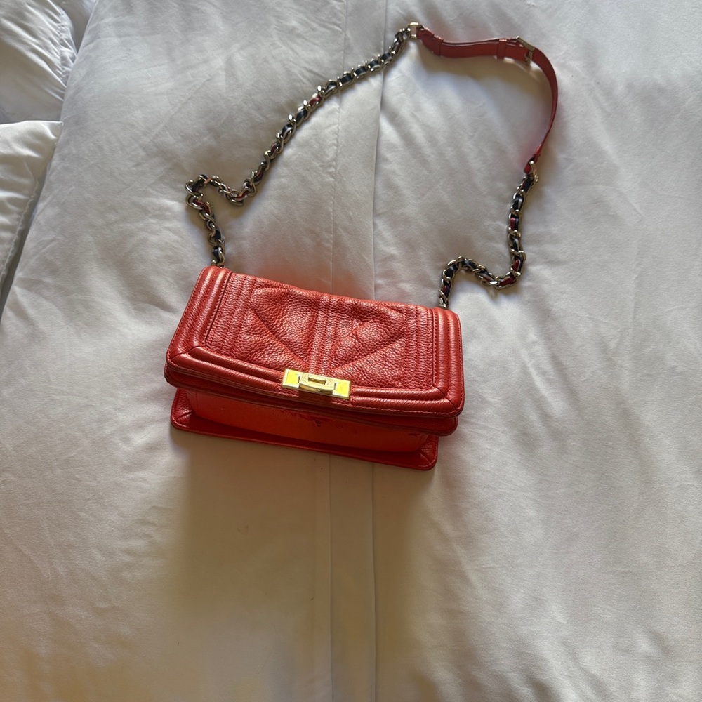 Sam Edelman Red Leather Chain Strap Bag